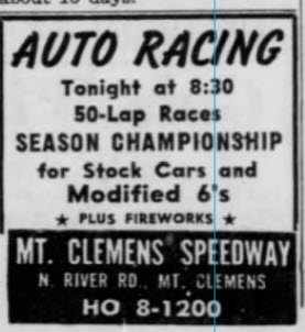 Mt. Clemens Race Track - Ad From Sep 5 1960 (newer photo)
